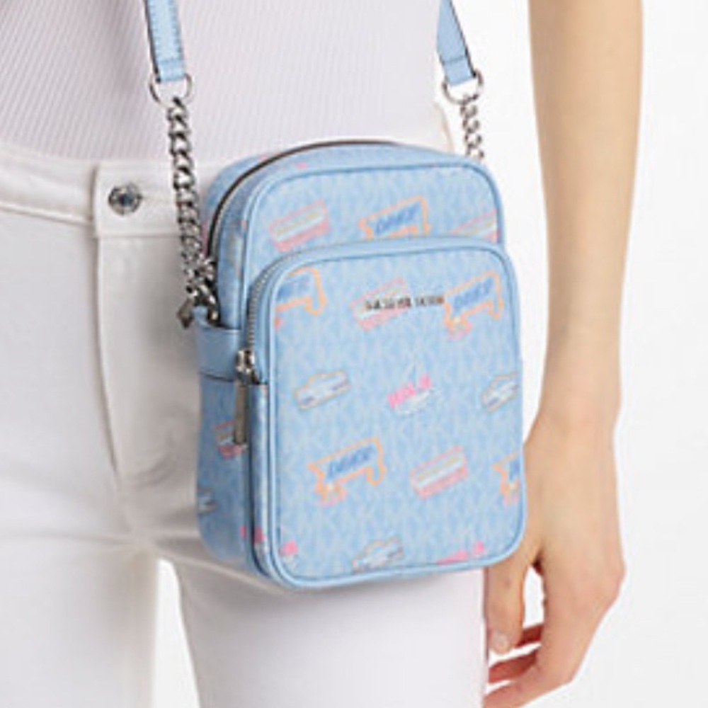 Michael Kors Light Blue Graphic Crossbody